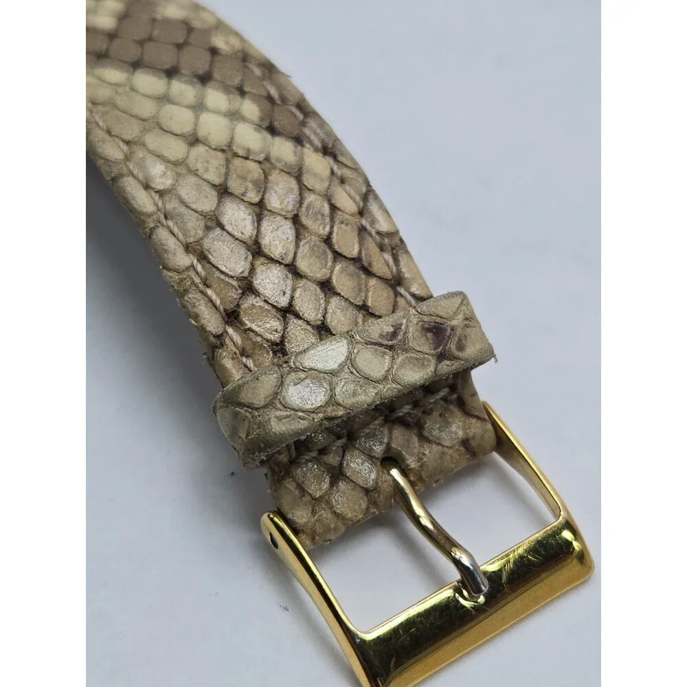 GUESS Womens Gold Tone MOP Day Date Watch Crystals Snake Leather New Battery